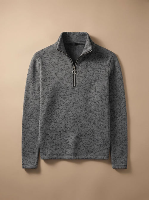 Men's Fine Knit Stand Collar Quarter-Zip Marl Pullover