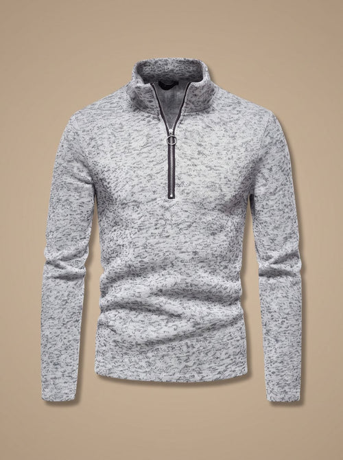 Men's Fine Knit Stand Collar Quarter-Zip Marl Pullover