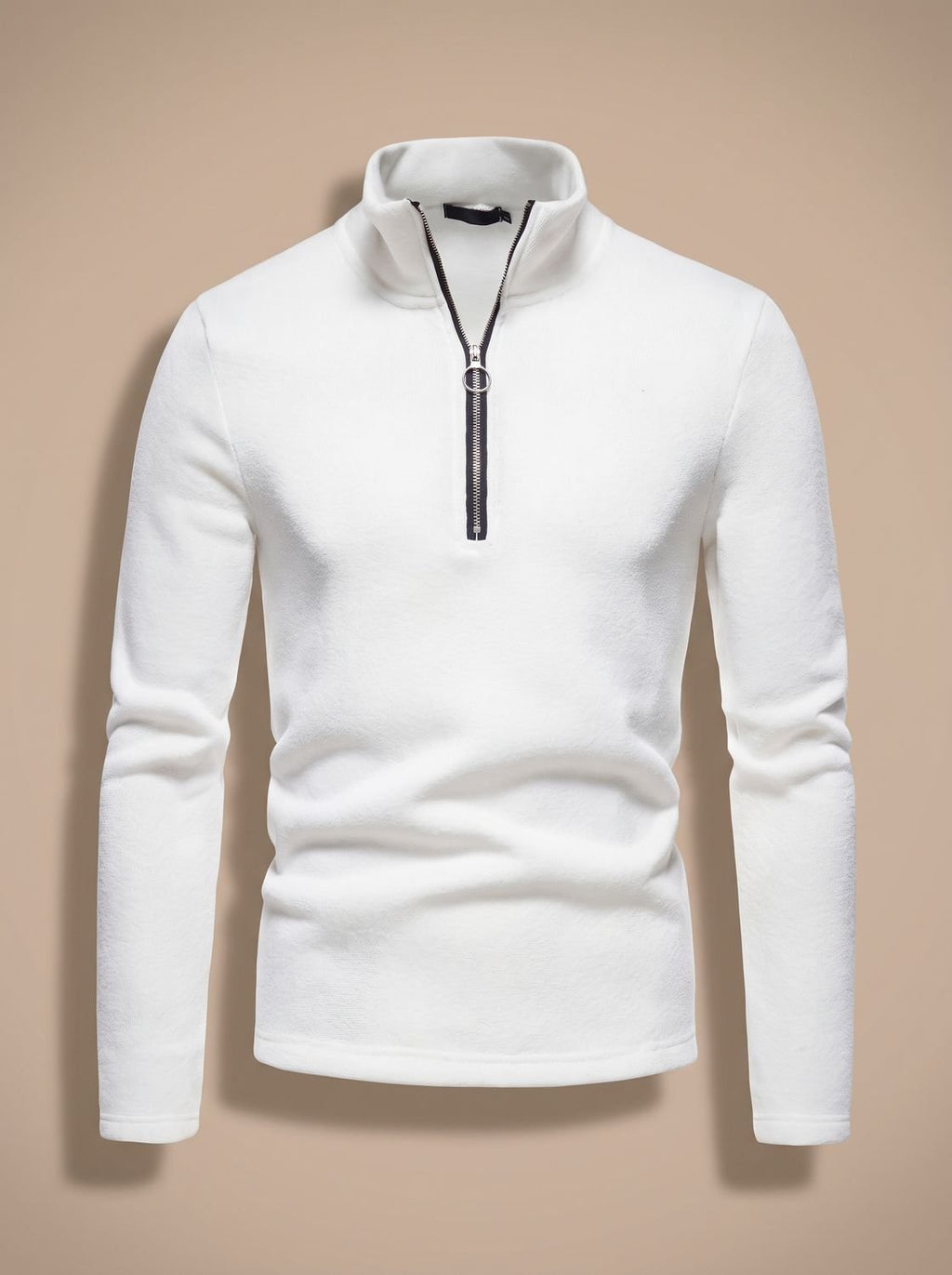 Men's Fine Knit Stand Collar Quarter-Zip Marl Pullover