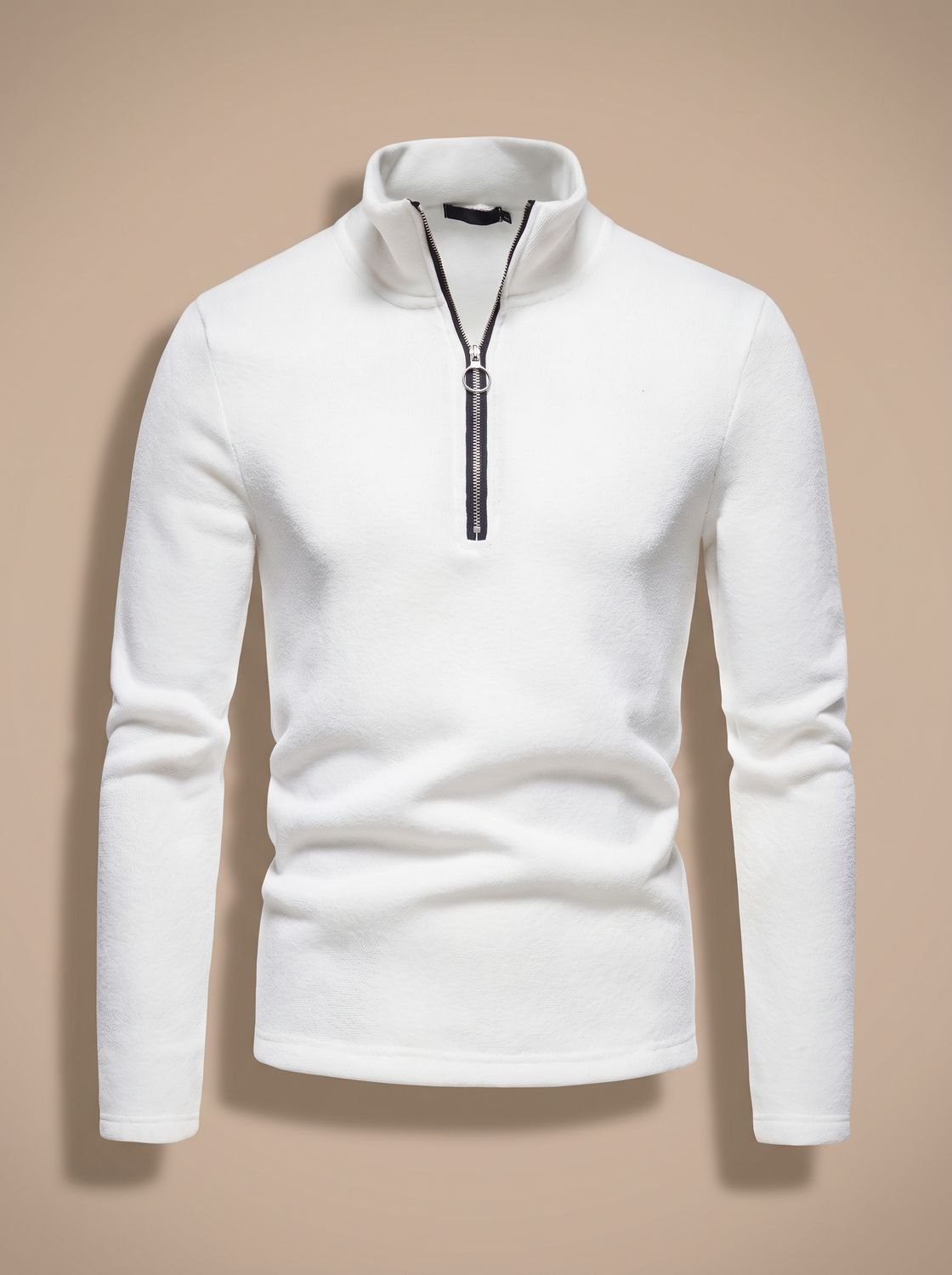 Men's Fine Knit Stand Collar Quarter-Zip Marl Pullover