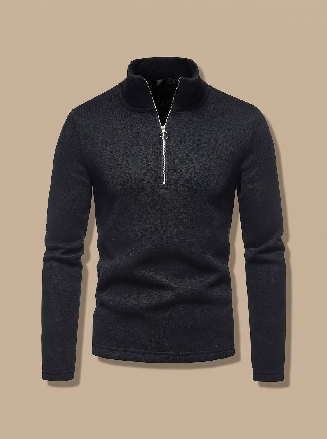 Men's Fine Knit Stand Collar Quarter-Zip Marl Pullover