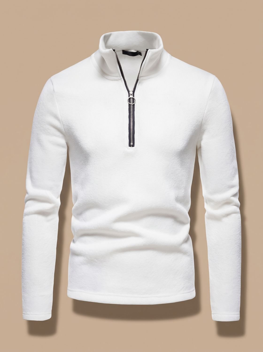 Men's Fine Knit Stand Collar Quarter-Zip Marl Pullover