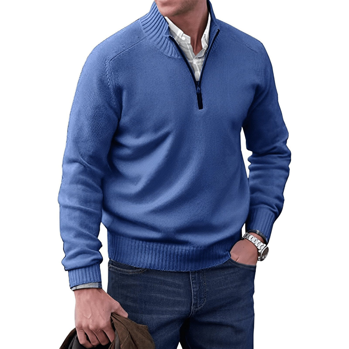 Men's Raglan Sleeve Quarter-Zip Regular Fit Knit Pullover