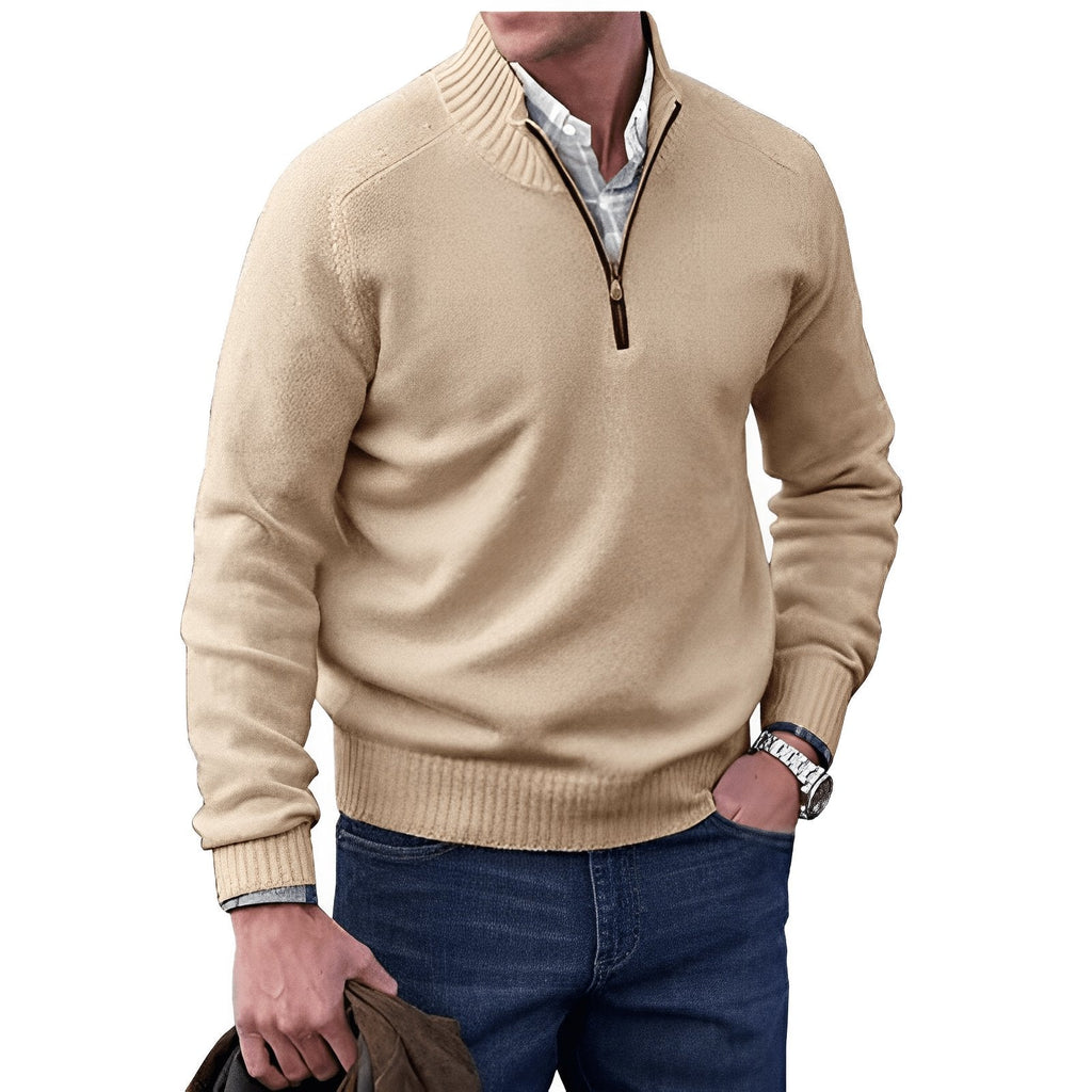 Men's Raglan Sleeve Quarter-Zip Regular Fit Knit Pullover
