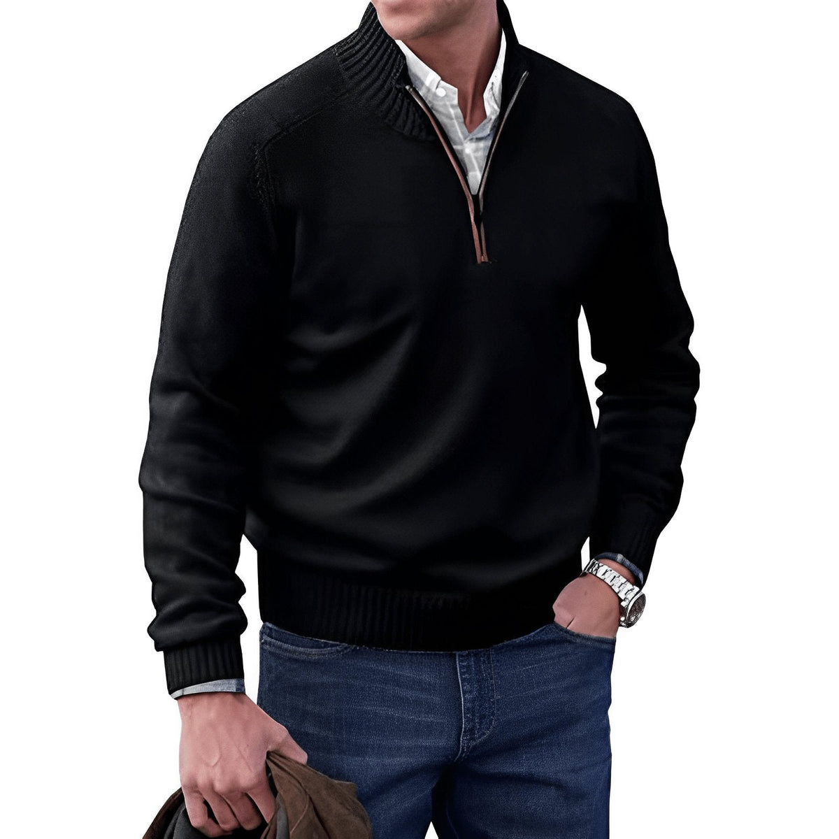 Men's Raglan Sleeve Quarter-Zip Regular Fit Knit Pullover
