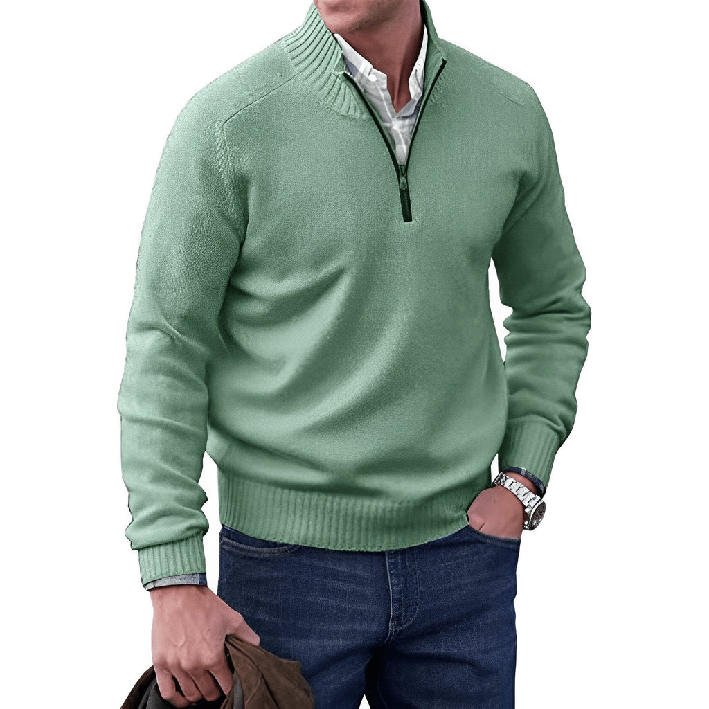 Men's Raglan Sleeve Quarter-Zip Regular Fit Knit Pullover