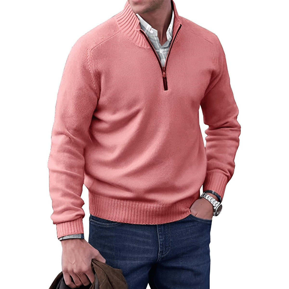Men's Raglan Sleeve Quarter-Zip Regular Fit Knit Pullover