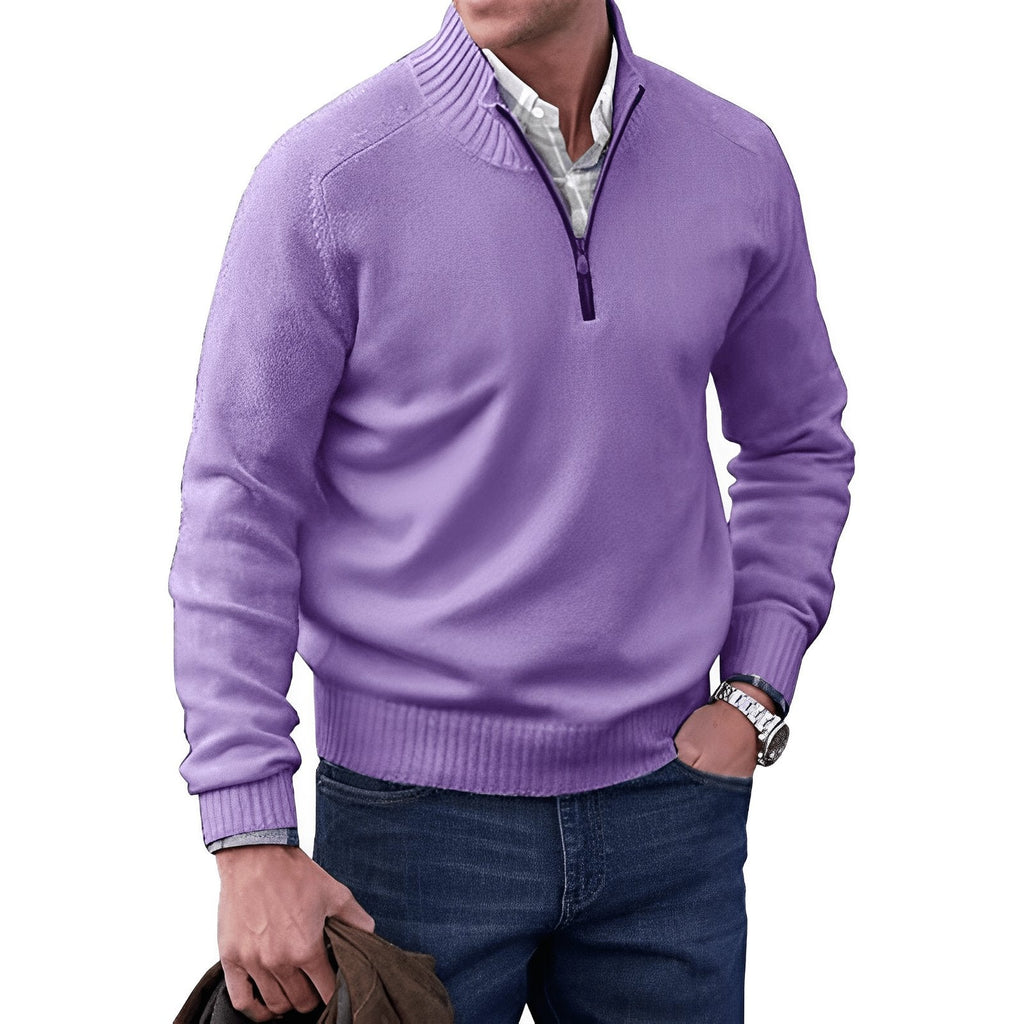 Men's Raglan Sleeve Quarter-Zip Regular Fit Knit Pullover