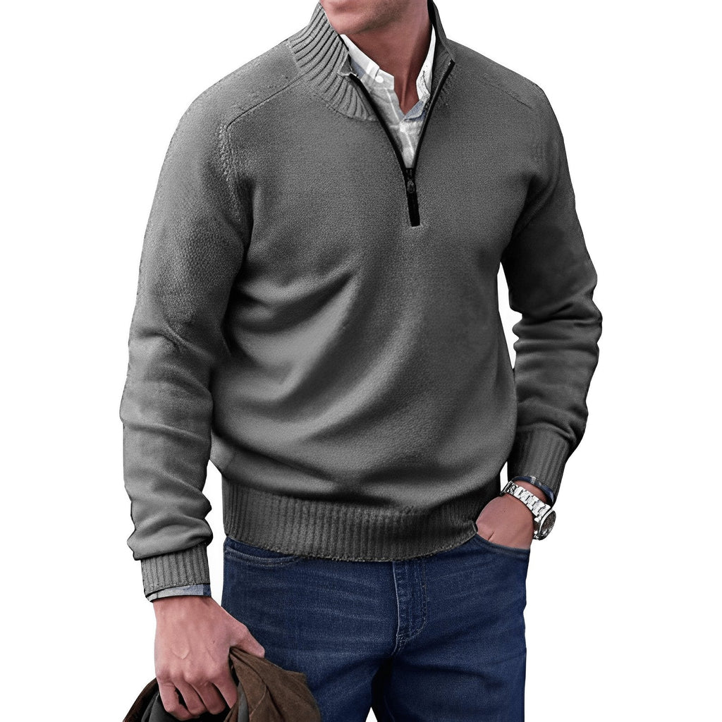 Men's Raglan Sleeve Quarter-Zip Regular Fit Knit Pullover