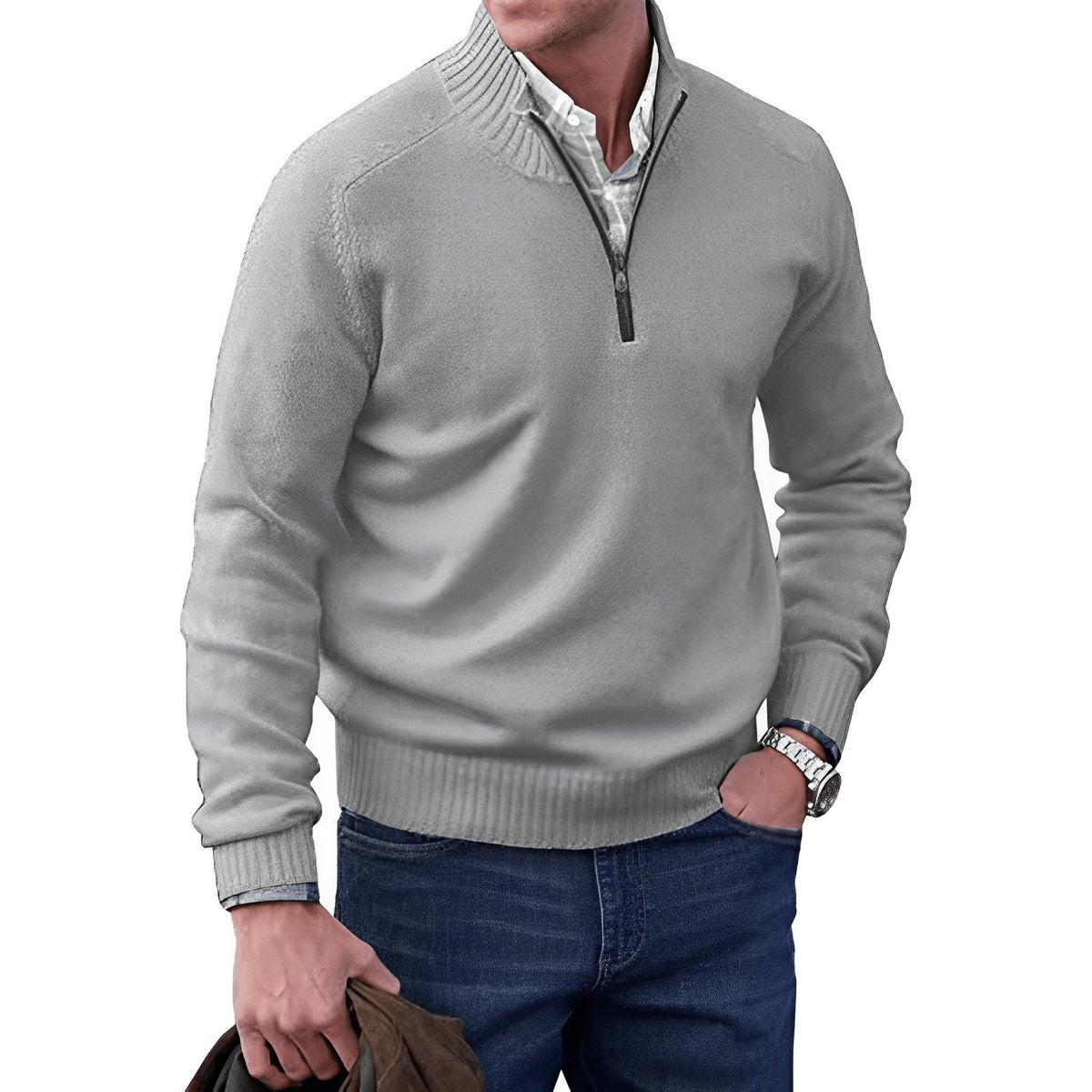 Men's Raglan Sleeve Quarter-Zip Regular Fit Knit Pullover