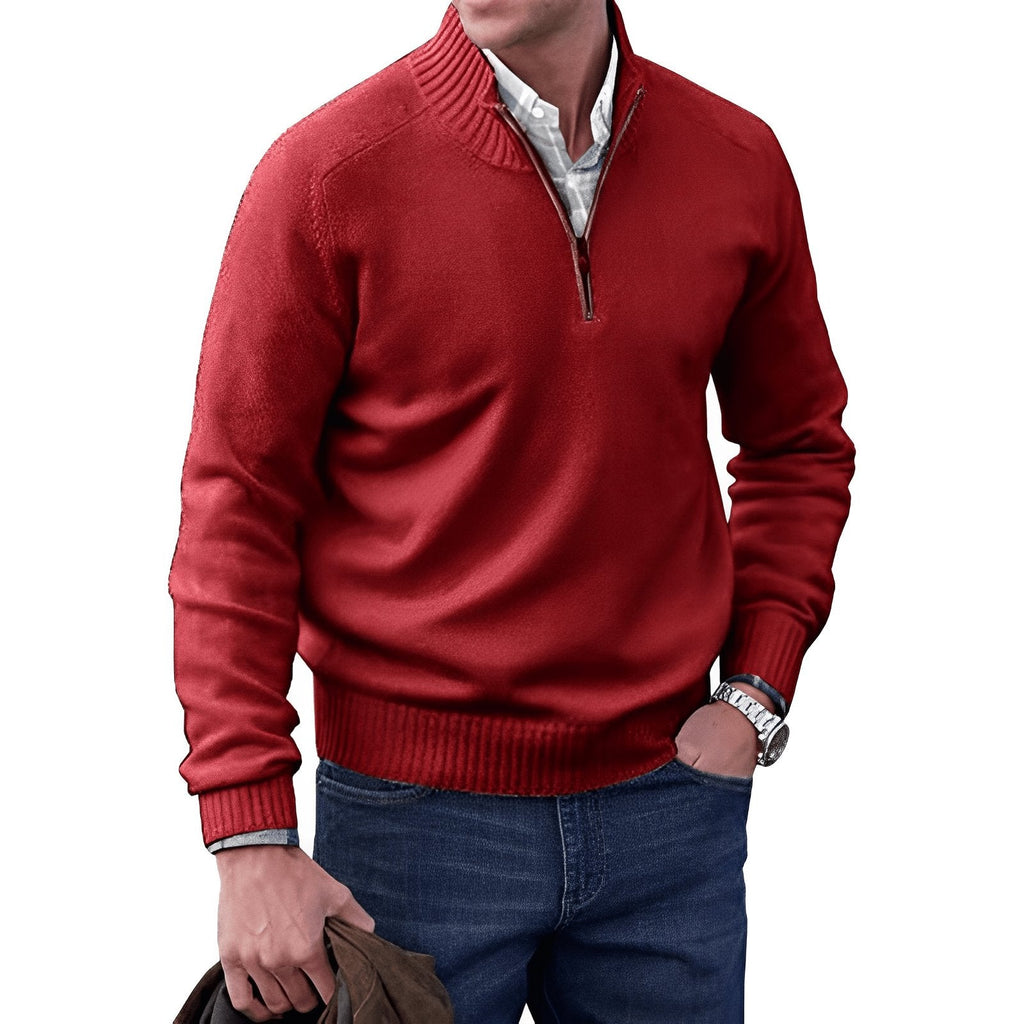 Men's Raglan Sleeve Quarter-Zip Regular Fit Knit Pullover