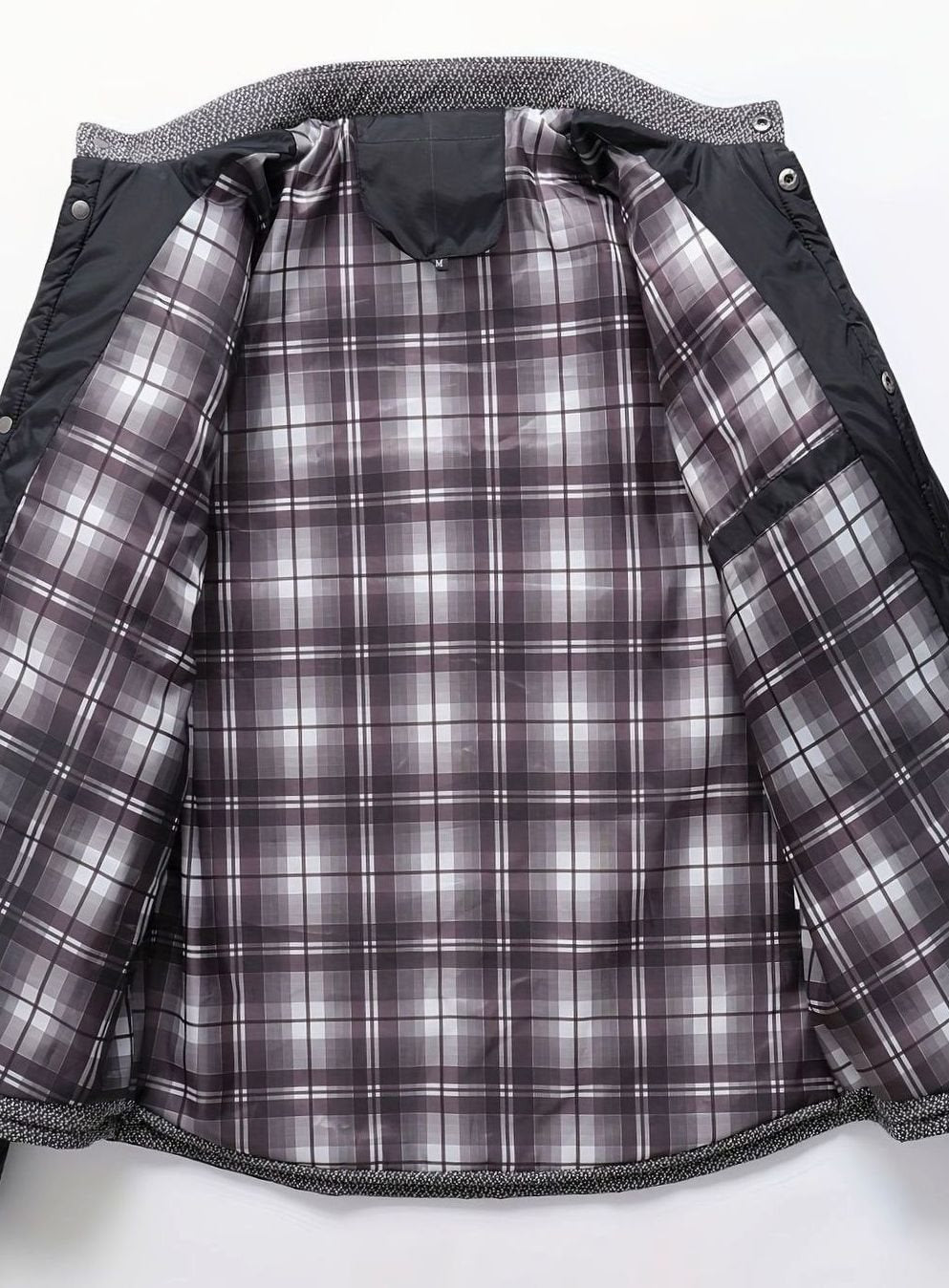 Men's Quilted Stand-Collar Coat with Knit Shoulder Panels