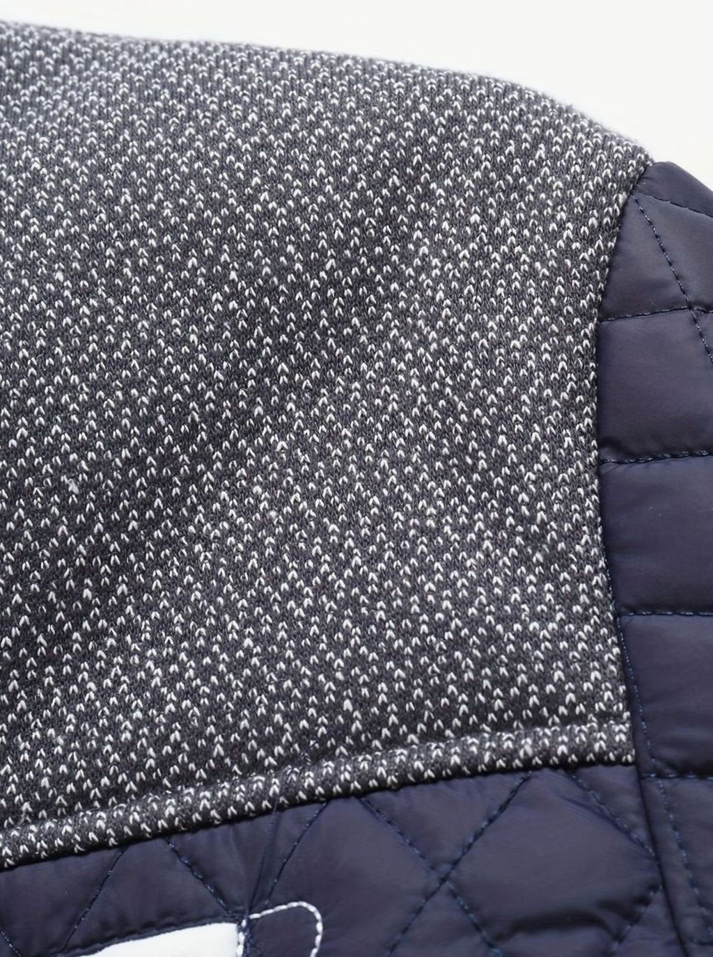 Men's Quilted Stand-Collar Coat with Knit Shoulder Panels