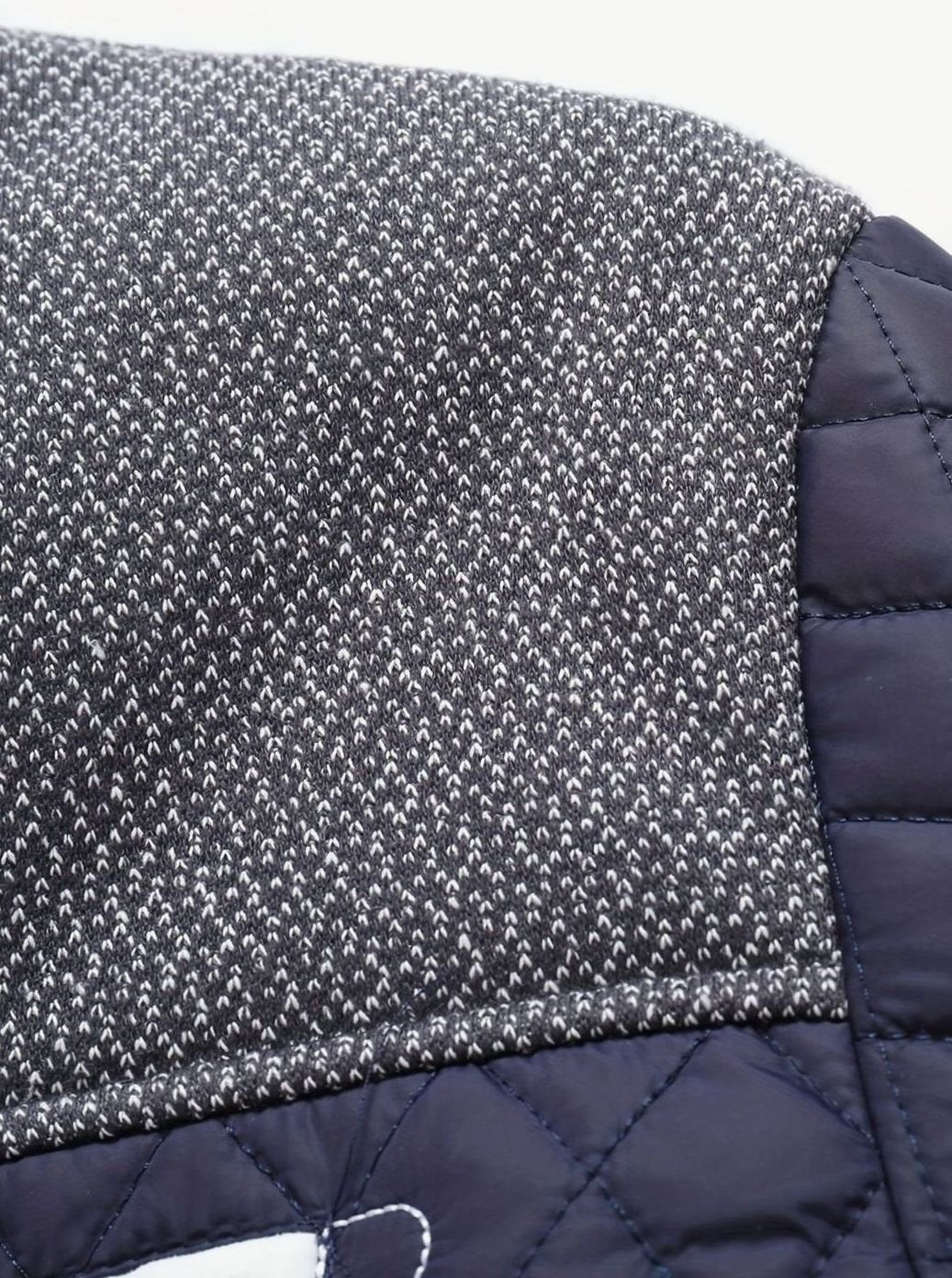 Men's Quilted Stand-Collar Coat with Knit Shoulder Panels