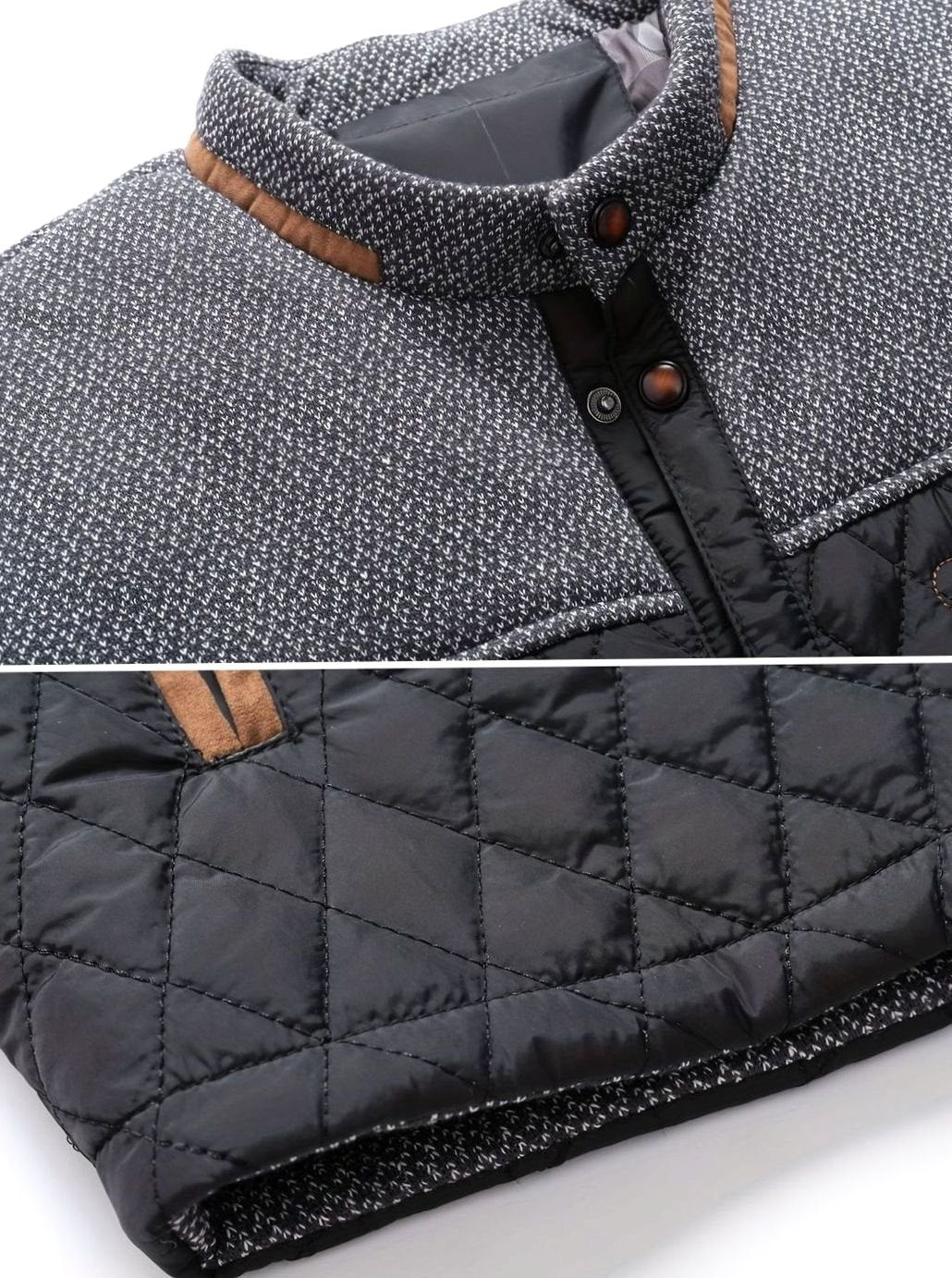 Men's Plaid Flannel Lined Quilted Snap Coat