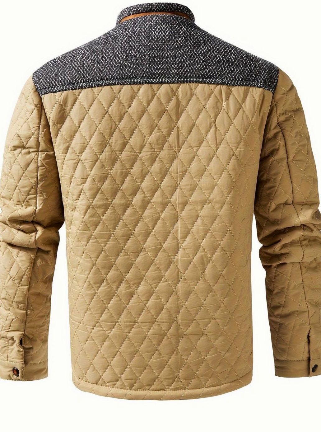 Men's Plaid Flannel Lined Quilted Snap Coat
