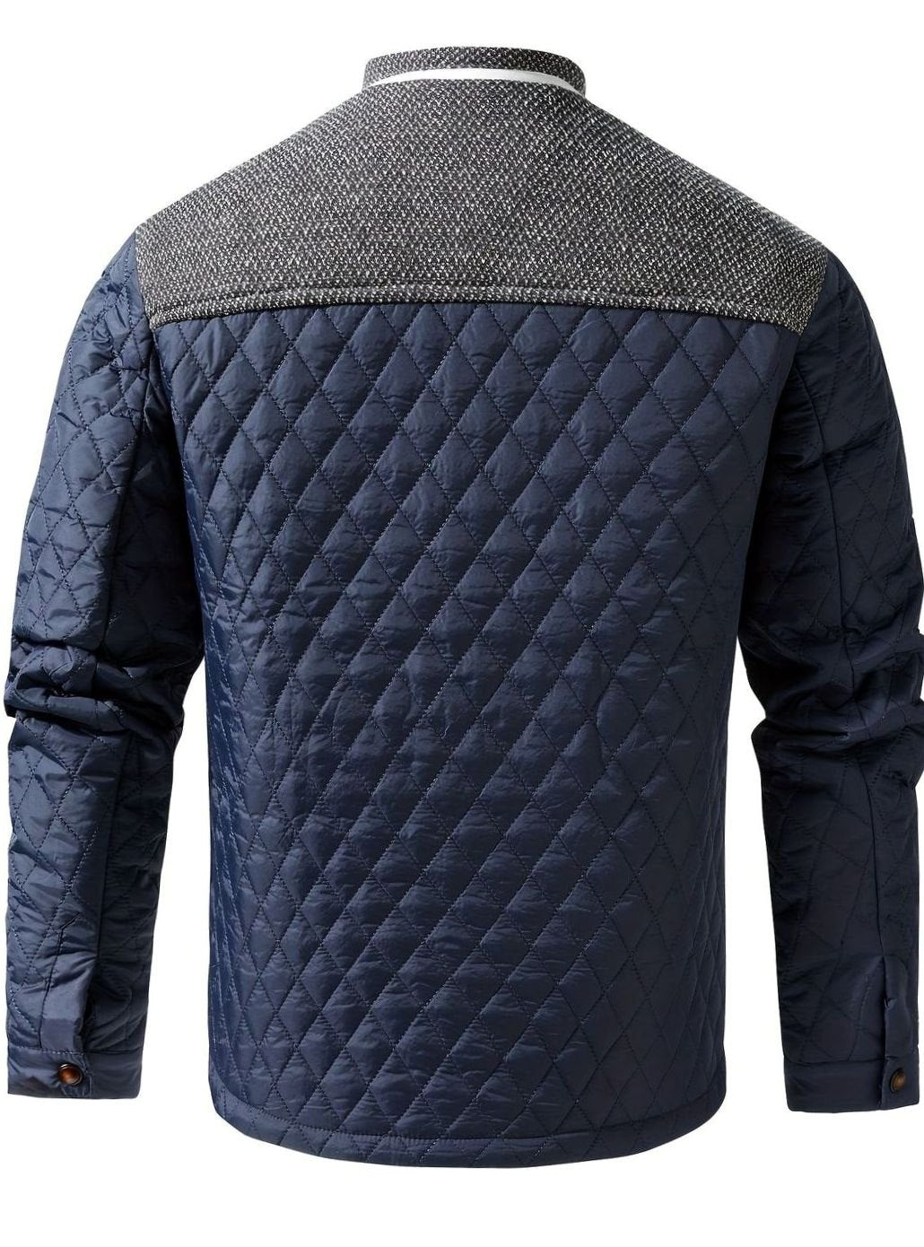 Men's Plaid Flannel Lined Quilted Snap Coat