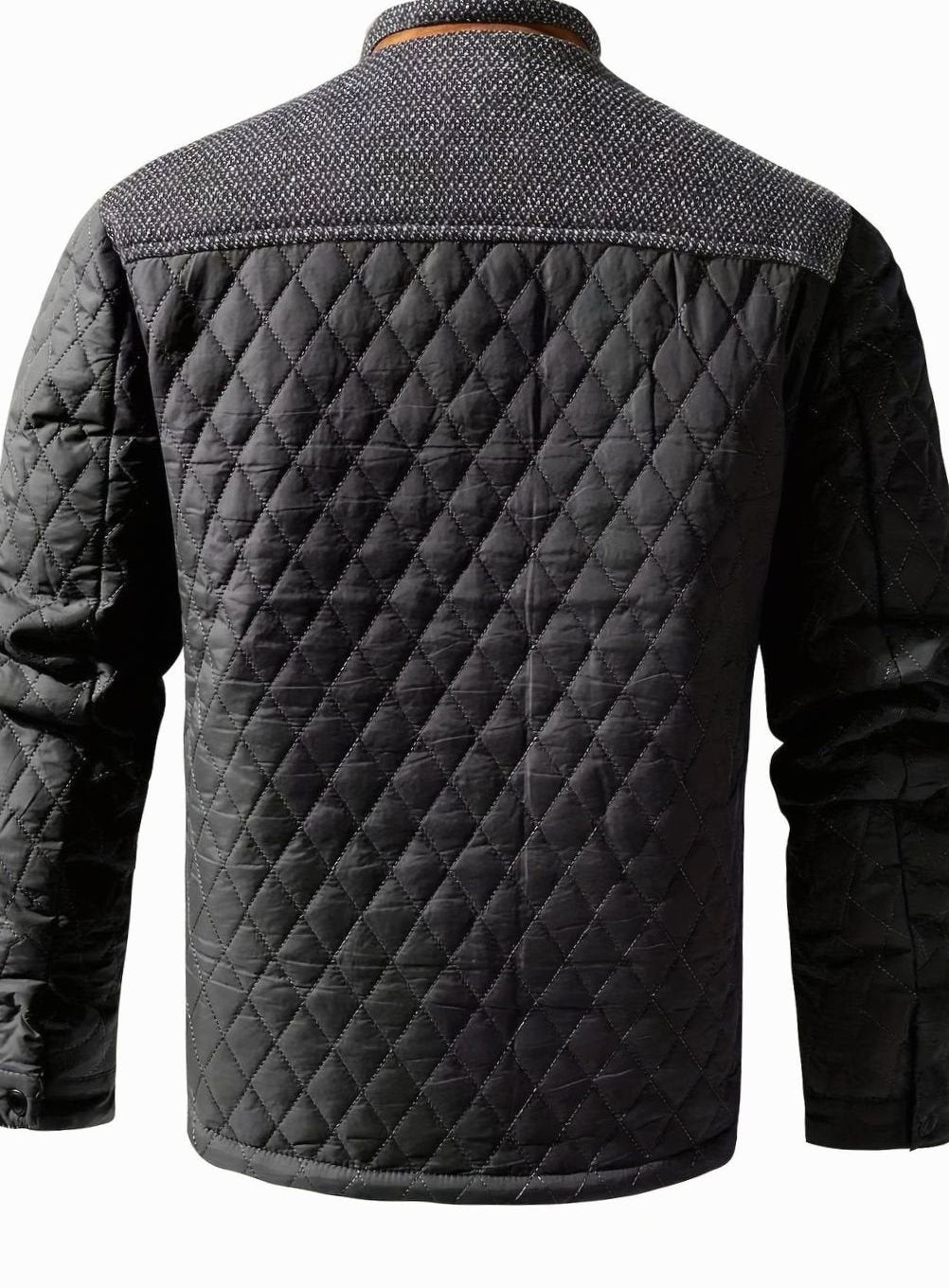 Men's Plaid Flannel Lined Quilted Snap Coat
