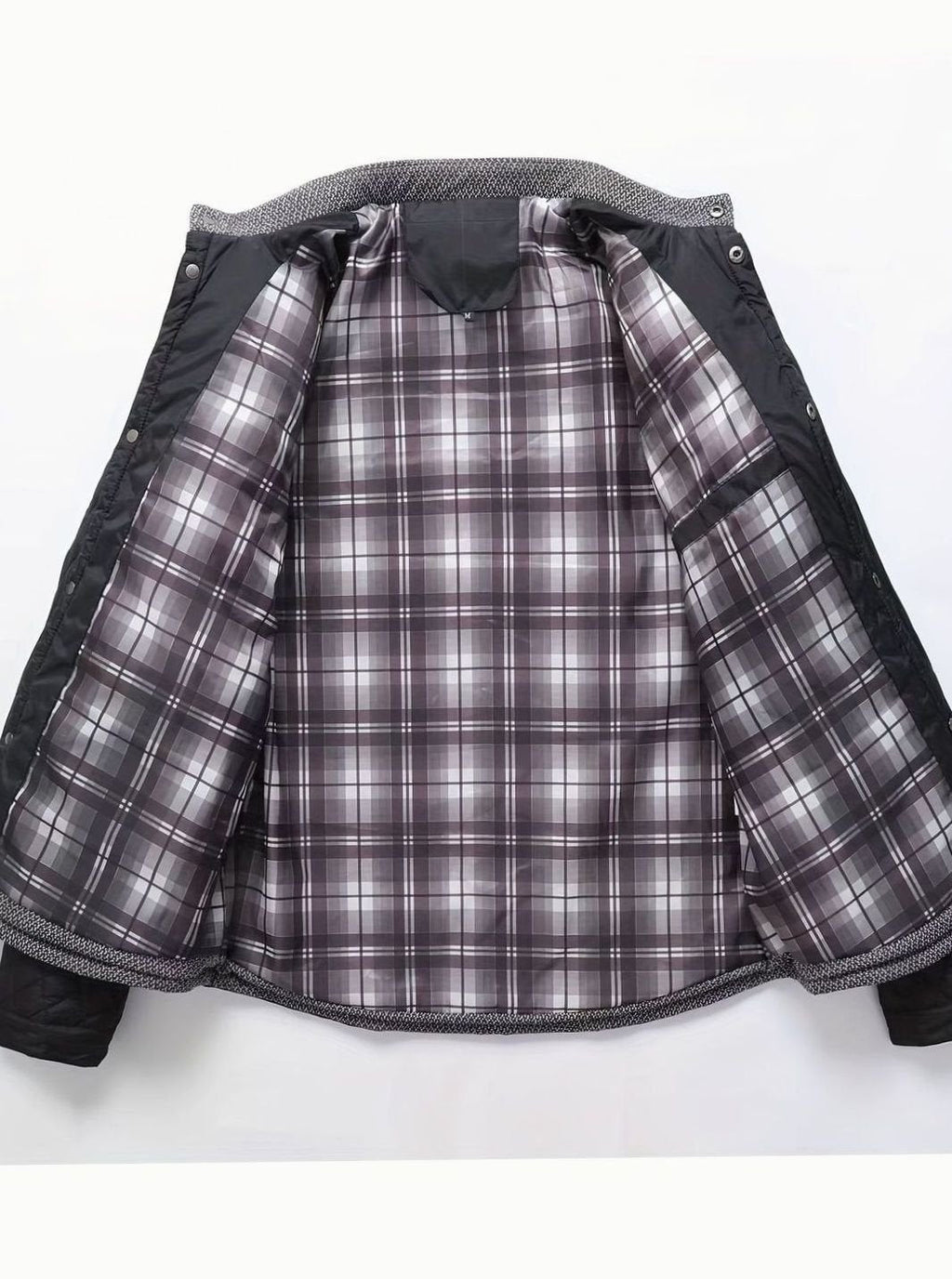 Men's Plaid Flannel Lined Quilted Snap Coat
