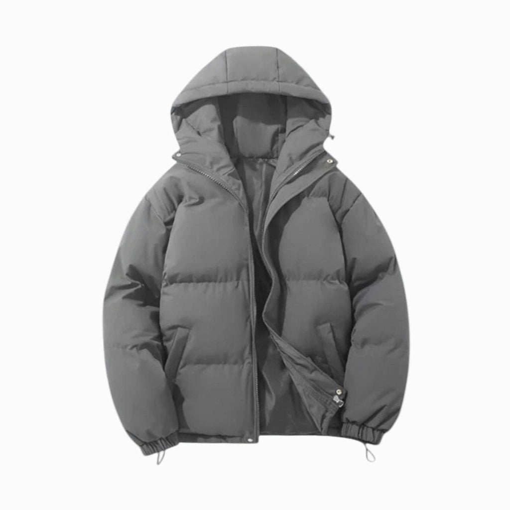 Men's Hooded Zip Front Quilted Padded Coat