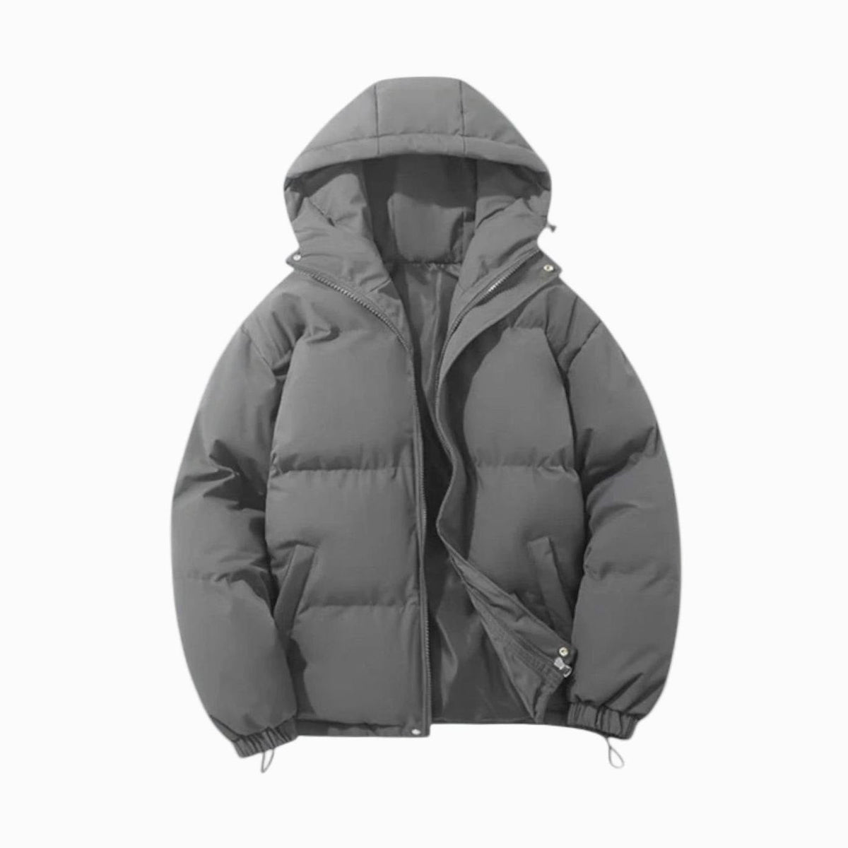Men's Hooded Zip Front Quilted Padded Coat