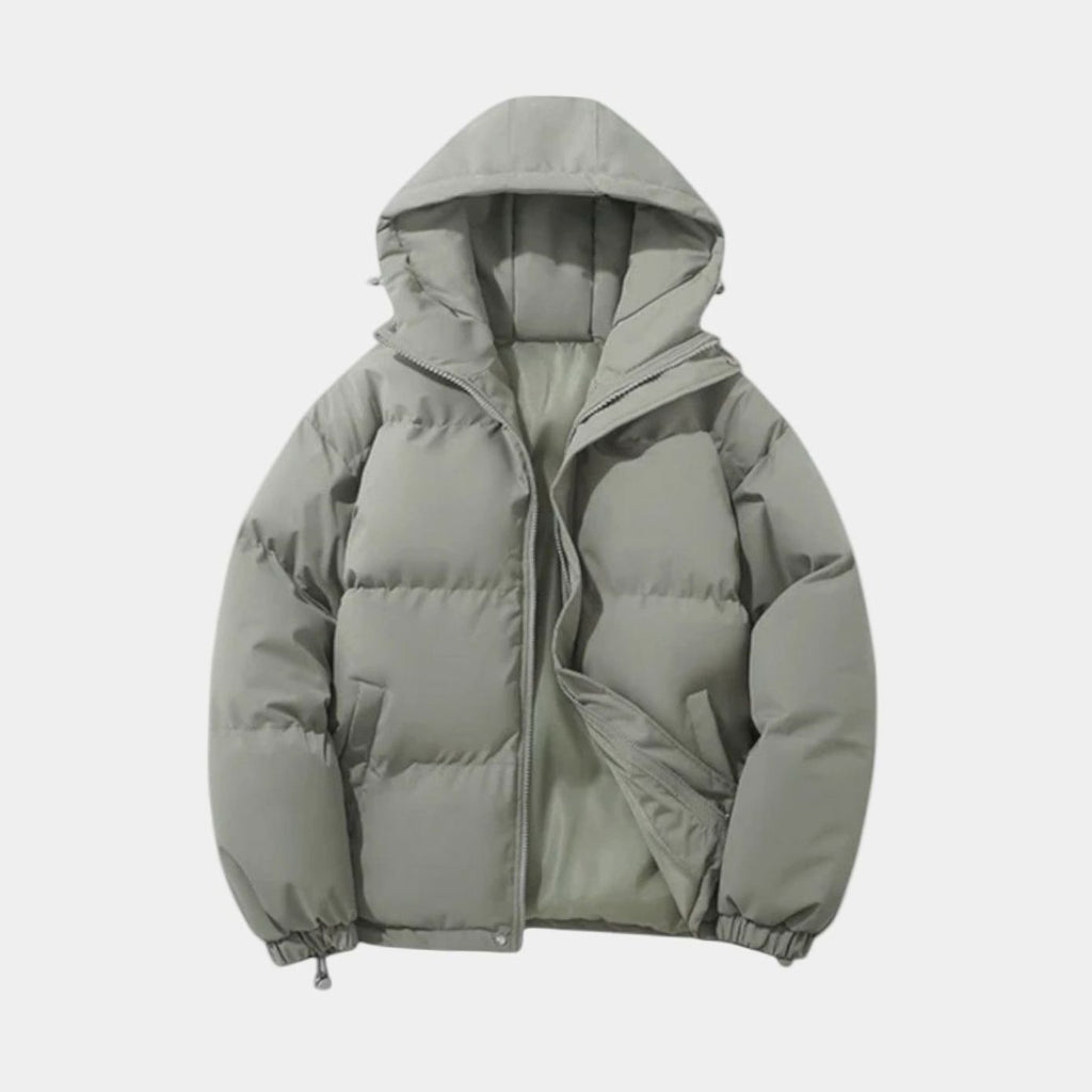 Men's Hooded Zip Front Quilted Padded Coat