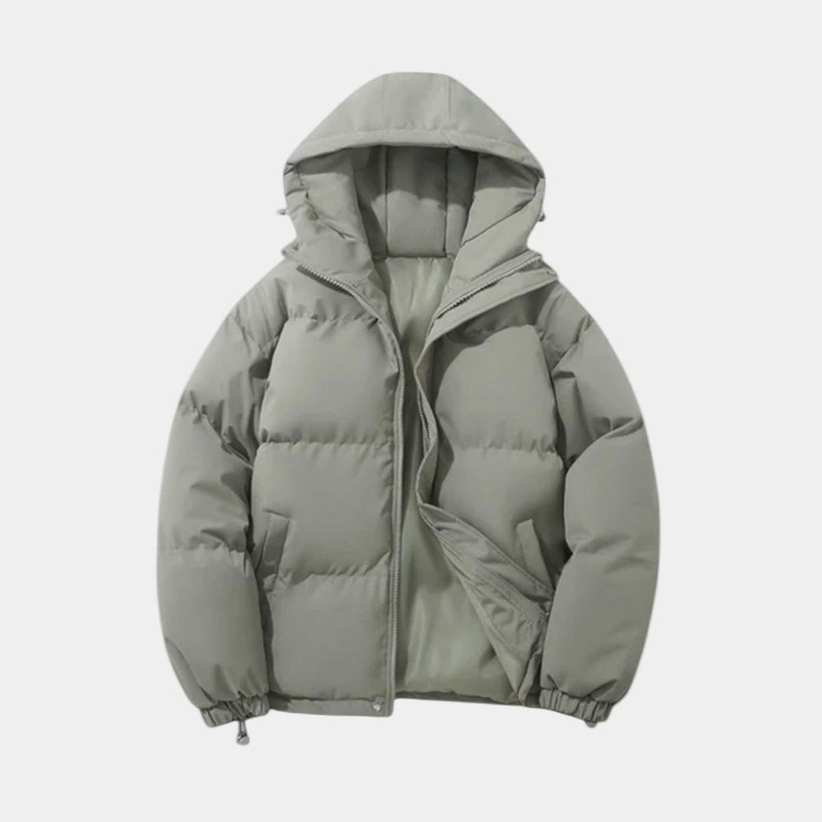 Men's Hooded Zip Front Quilted Padded Coat