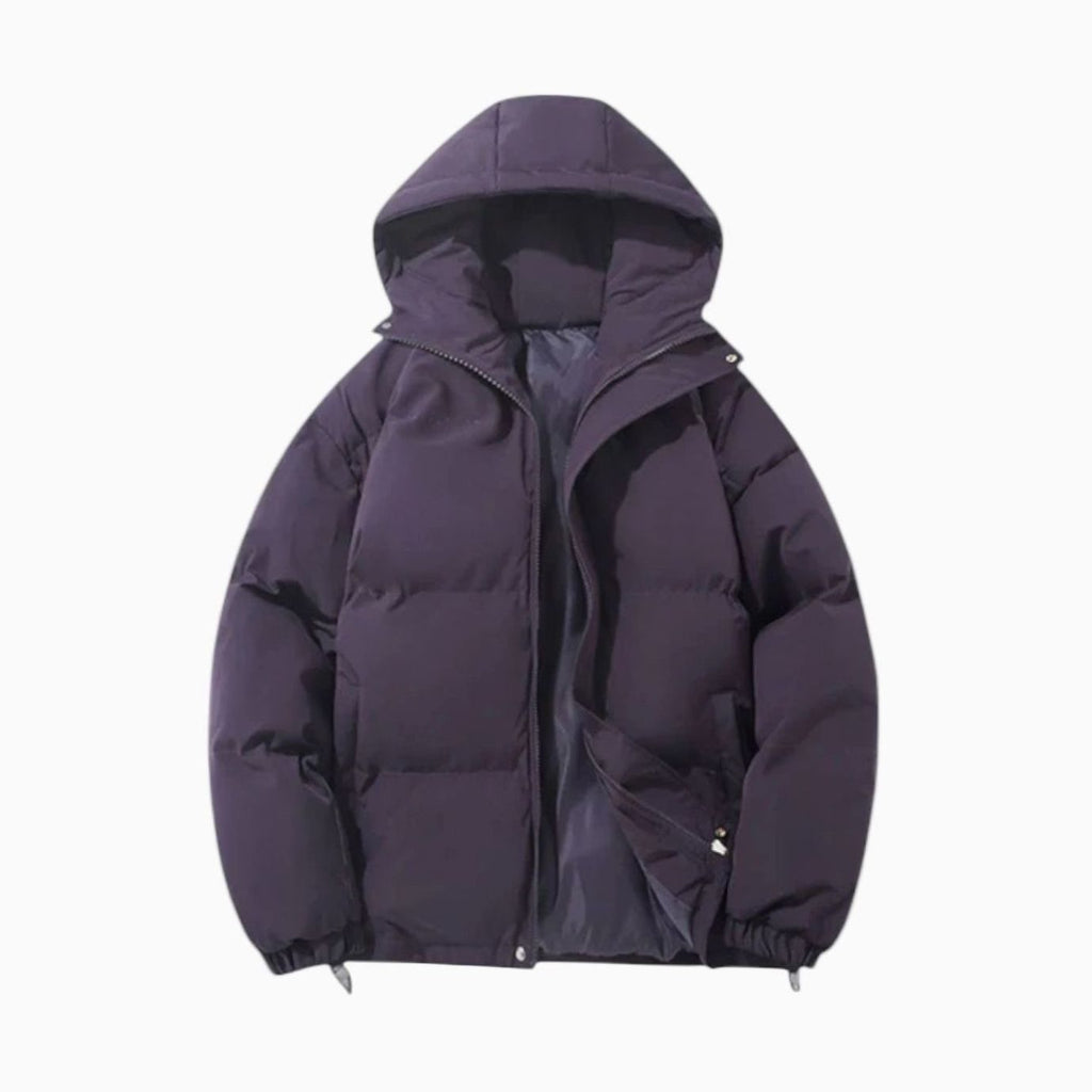 Men's Hooded Zip Front Quilted Padded Coat