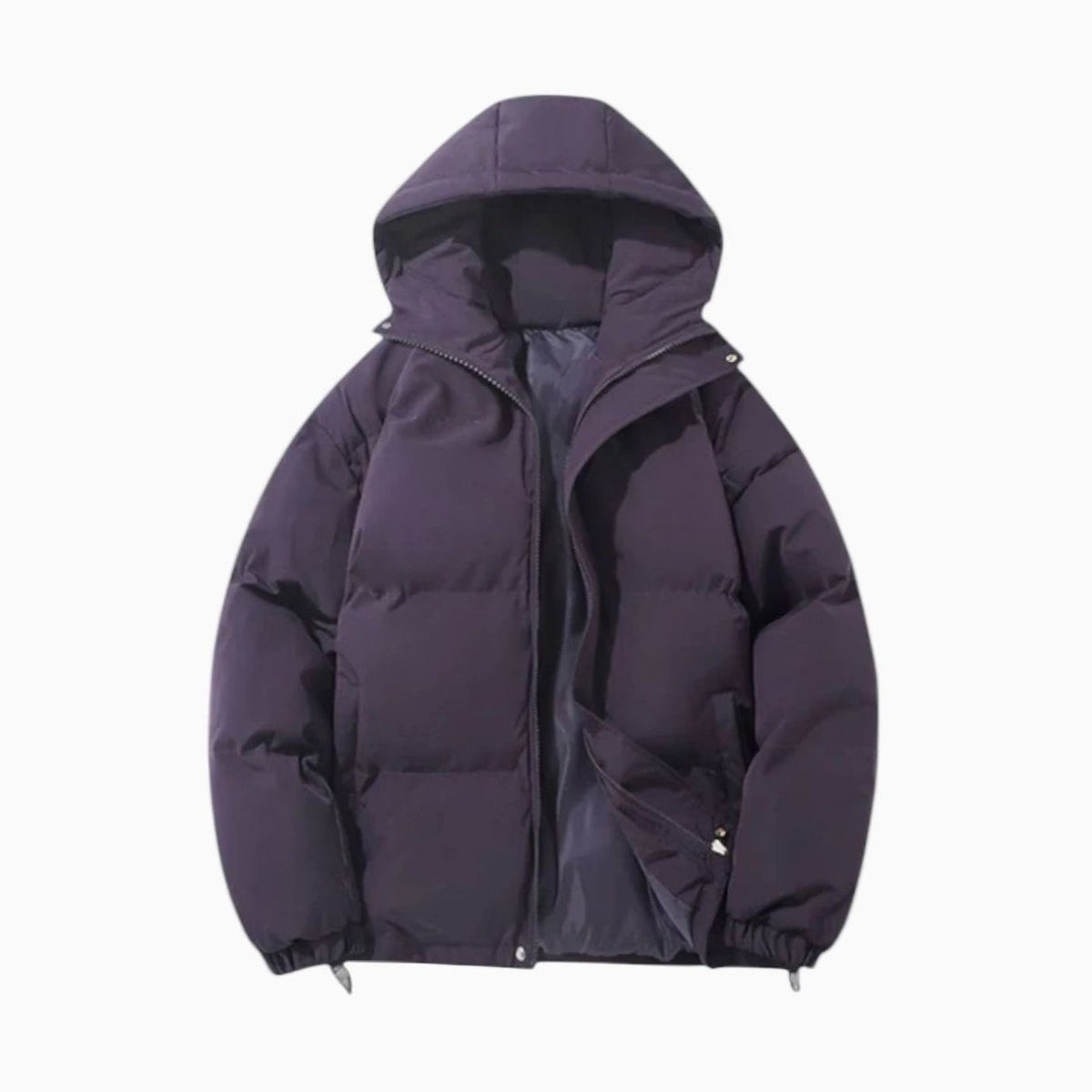 Men's Hooded Zip Front Quilted Padded Coat