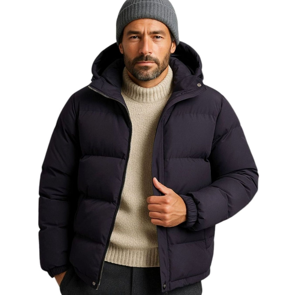 Men's Hooded Zip Front Quilted Padded Coat