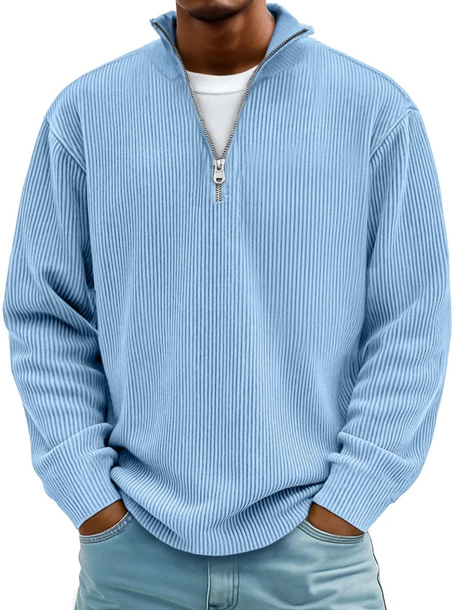 Men's Ribbed Knit Quarter Zip Everyday Pullover