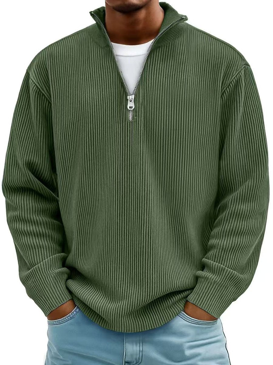 Men's Ribbed Knit Quarter Zip Everyday Pullover