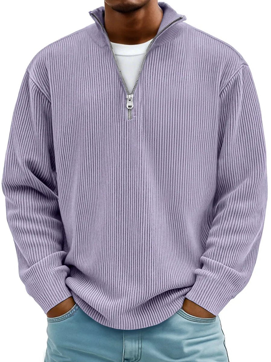 Men's Ribbed Knit Quarter Zip Everyday Pullover