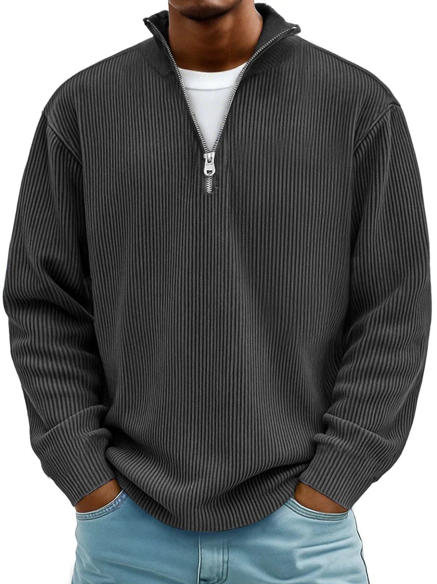 Men's Ribbed Knit Quarter Zip Everyday Pullover