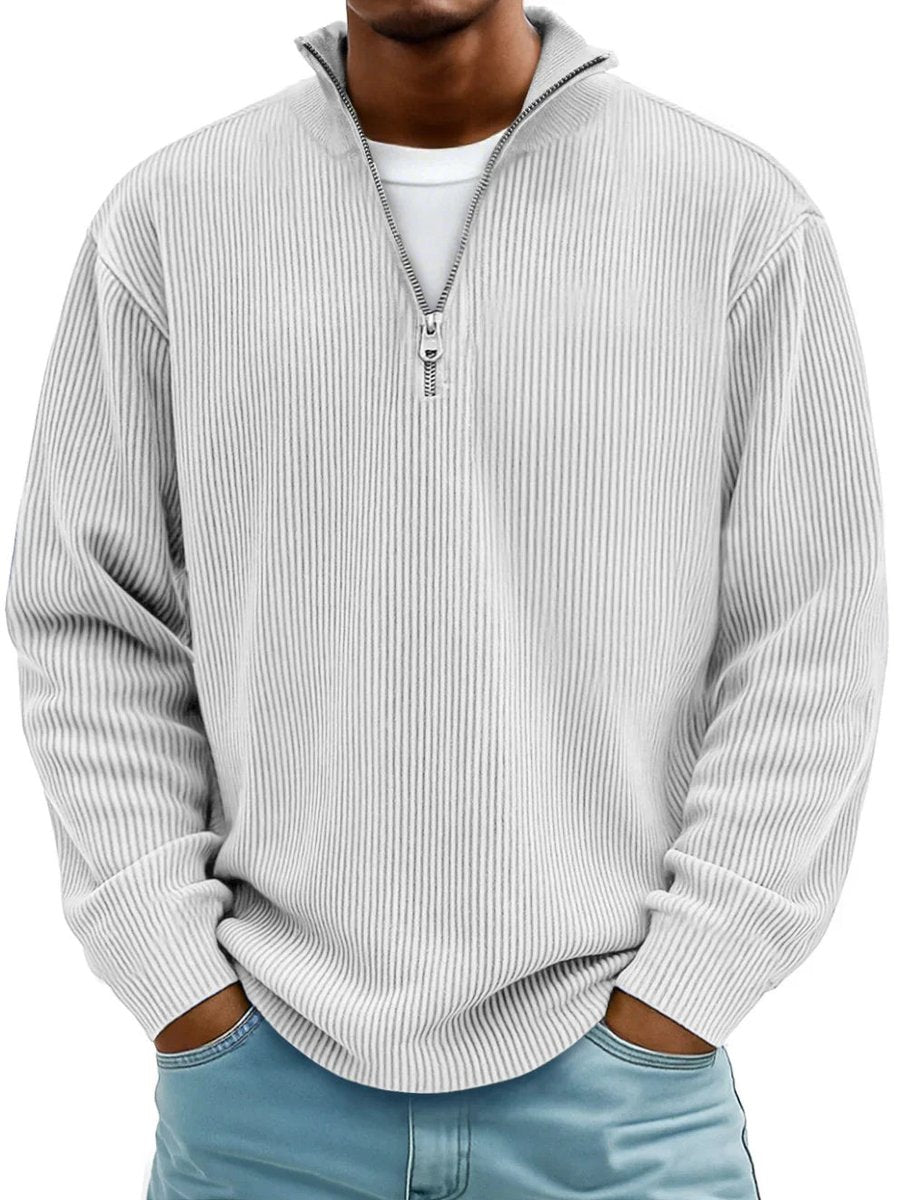 Men's Ribbed Knit Quarter Zip Everyday Pullover