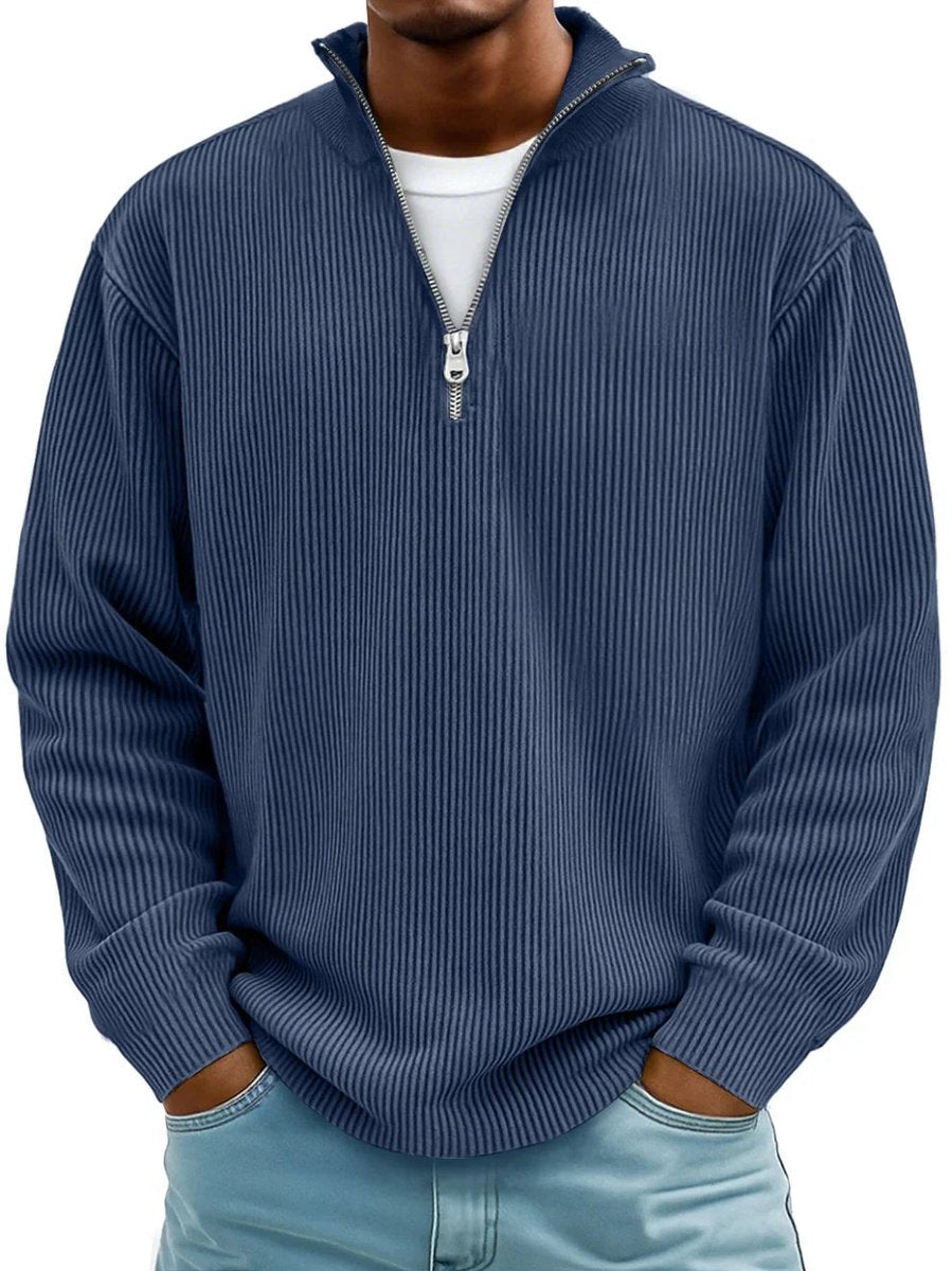 Men's Ribbed Knit Quarter Zip Everyday Pullover
