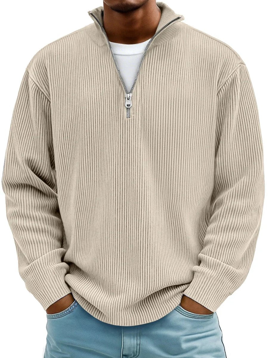 Men's Ribbed Knit Quarter Zip Everyday Pullover