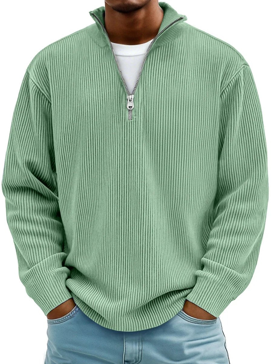 Men's Ribbed Knit Quarter Zip Everyday Pullover