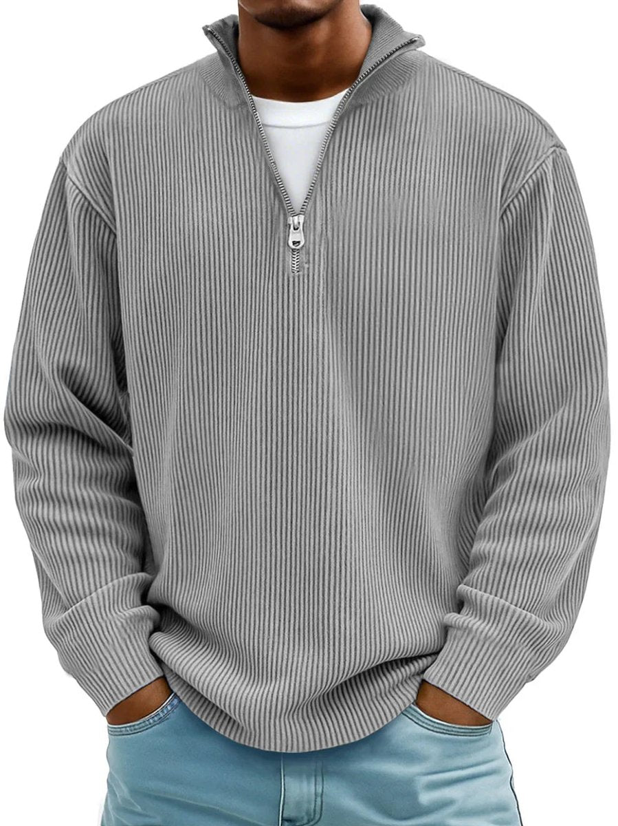 Men's Ribbed Knit Quarter Zip Everyday Pullover