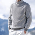Men's High Collar Ribbed Knit Relaxed Turtleneck Pullover