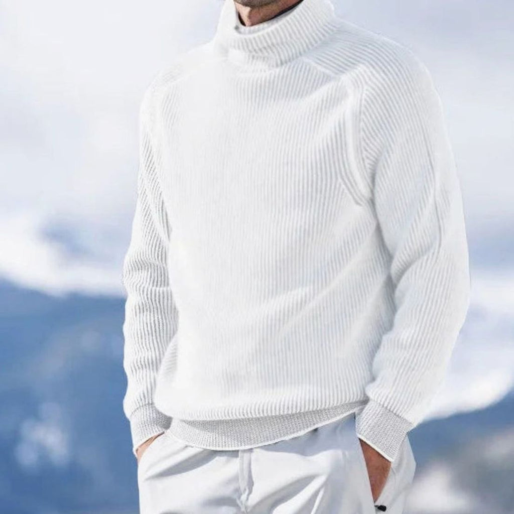 Men's High Collar Ribbed Knit Relaxed Turtleneck Pullover