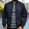 Men's Ribbed Trim Short Casual Bomber Coat