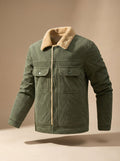 Men's Corduroy Coat with Fleece Lining and Sherpa Collar