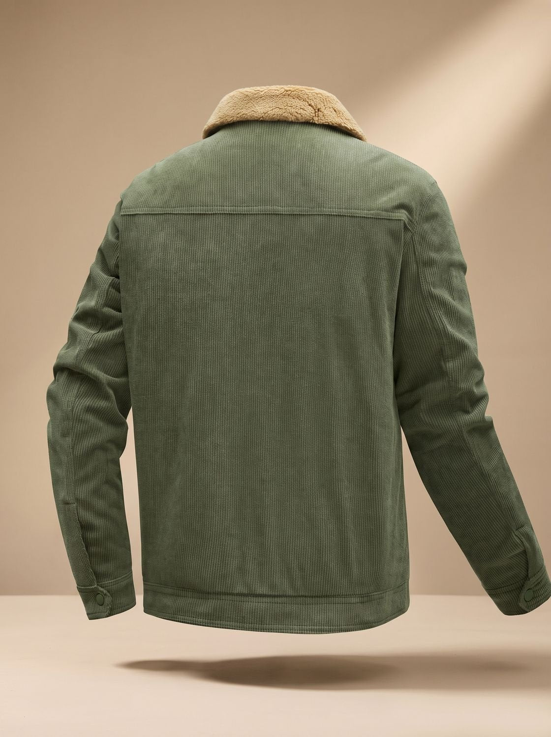 Men's Corduroy Coat with Fleece Lining and Sherpa Collar