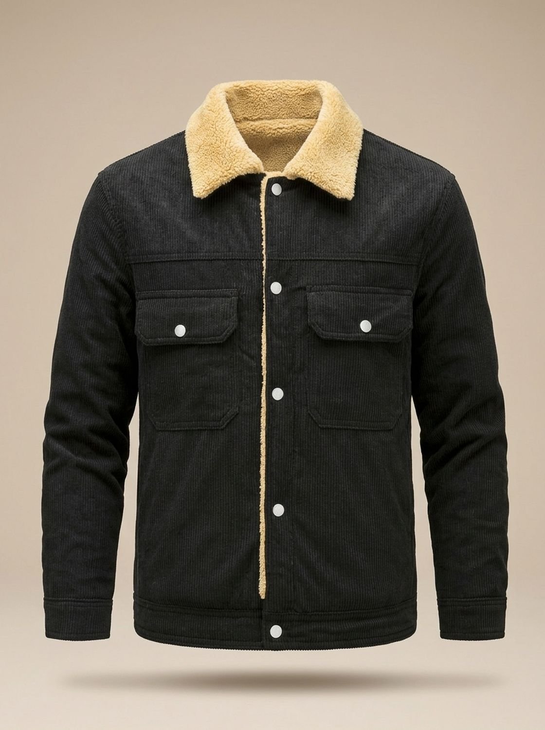 Men's Corduroy Coat with Fleece Lining and Sherpa Collar