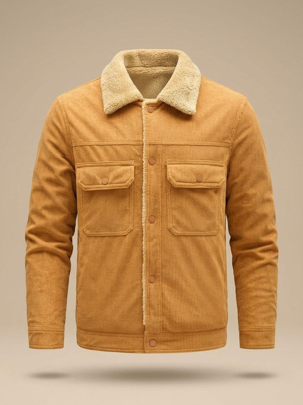 Men's Corduroy Coat with Fleece Lining and Sherpa Collar