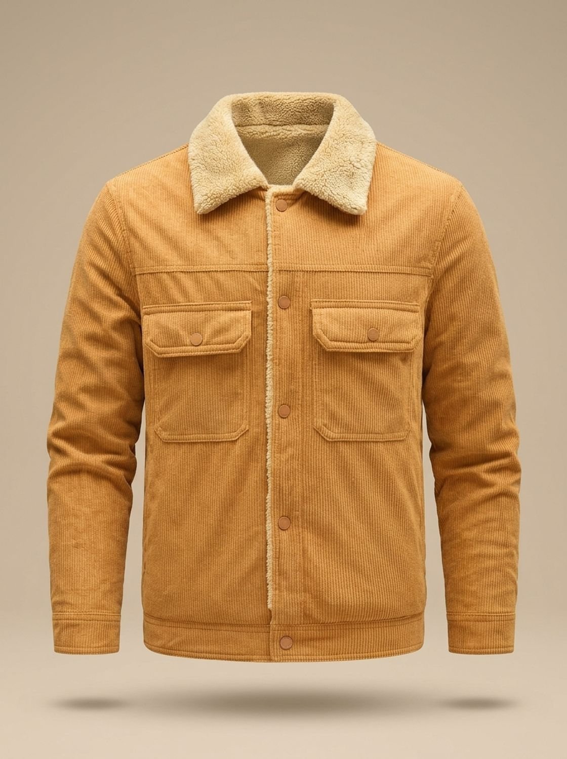 Men's Corduroy Coat with Fleece Lining and Sherpa Collar