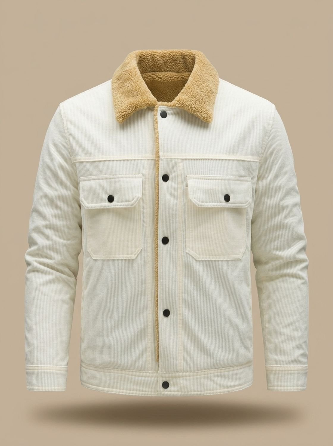 Men's Corduroy Coat with Fleece Lining and Sherpa Collar