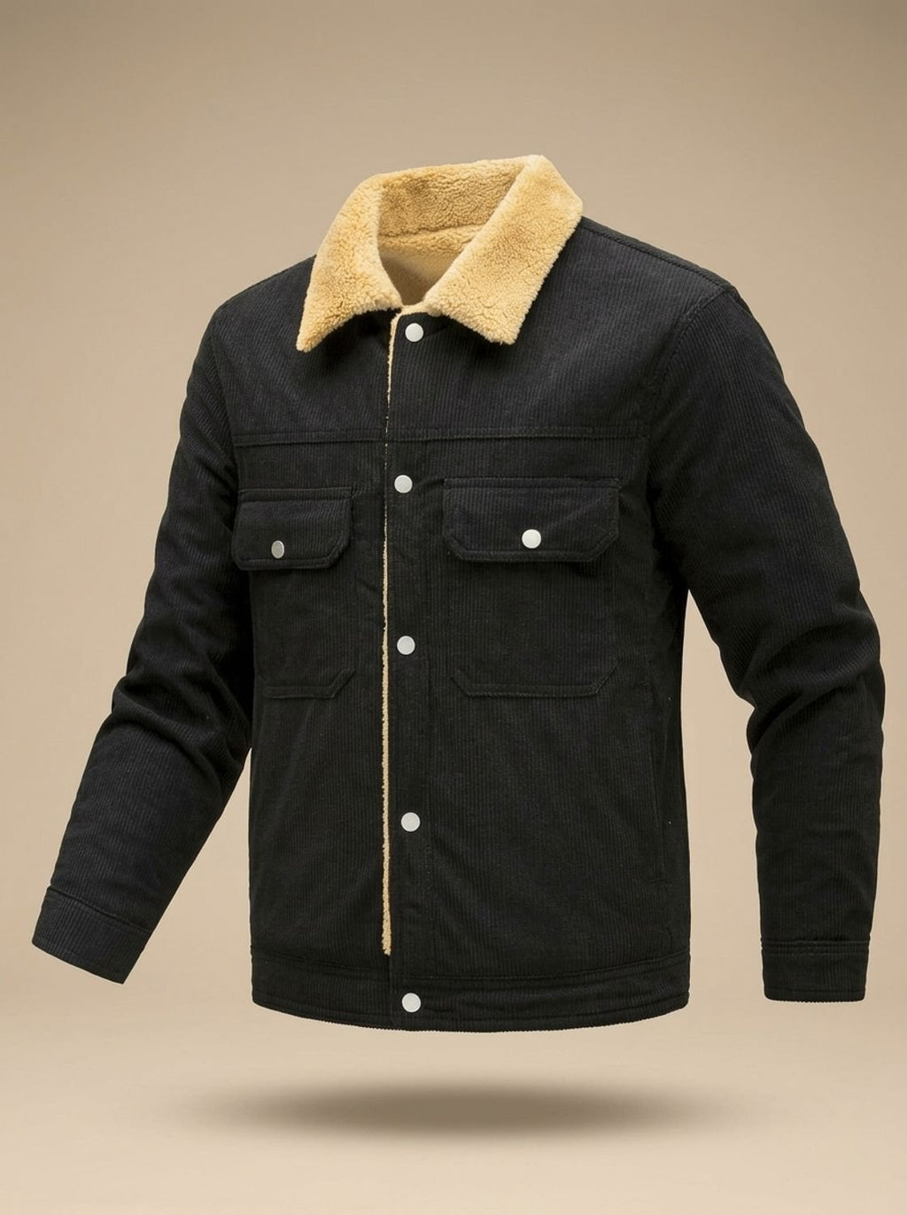 Men's Corduroy Coat with Fleece Lining and Sherpa Collar