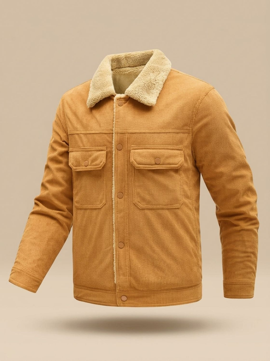 Men's Corduroy Coat with Fleece Lining and Sherpa Collar